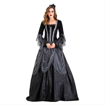 Halloween Vestido Largo Elegante de Fiesta Bruja Juego de Rol Vestido para Adultos Femenino